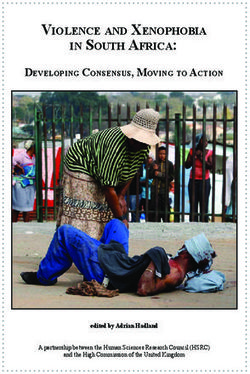 IN SOUTH AFRICA: VIOLENCE AND XENOPHOBIA - DEVELOPING CONSENSUS, MOVING TO ACTION
