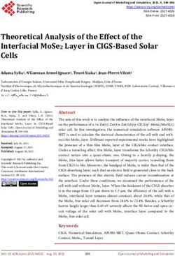 THEORETICAL ANALYSIS OF THE EFFECT OF THE INTERFACIAL MOSE2 LAYER IN CIGS-BASED SOLAR CELLS - SCIENTIFIC RESEARCH PUBLISHING