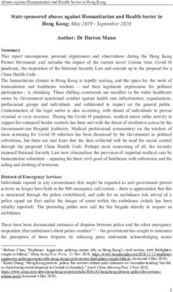 State sponsored abuses against Humanitarian and Health Sector in Hong Kong: May 2019 - September 2020 - September 2020 Author: Dr Darren Mann