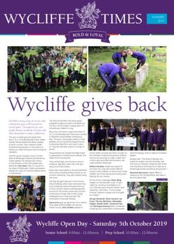 Wycliffe gives back - SUMMER 2019 - Wycliffe College