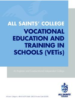 VOCATIONAL EDUCATION AND TRAINING IN - SCHOOLS (VETis) ALL SAINTS' COLLEGE - An Anglican and Coeducational Independent College