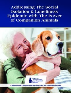 Addressing The Social Isolation & Loneliness Epidemic with The Power of Companion Animals - A Report by the Consortium on Social Isolation and ...