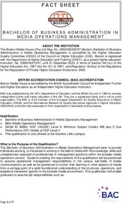 FACT SHEET BACHELOR OF BUSINESS ADMINISTRATION IN MEDIA OPERATIONS MANAGEMENT - Boston City Campus & Business College