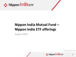 Nippon India Mutual Fund - Nippon India ETF offerings - August 2021 Data as on July 31, 2021