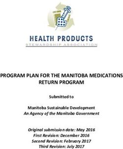 PROGRAM PLAN FOR THE MANITOBA MEDICATIONS RETURN PROGRAM