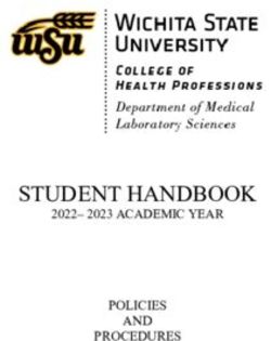 STUDENT HANDBOOK 2022- 2023 ACADEMIC YEAR POLICIES AND PROCEDURES