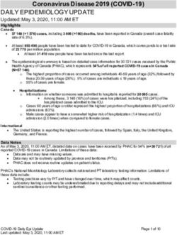 DAILY EPIDEMIOLOGY UPDATE - Updated: May 3, 2020, 11:00 AM ET Highlights Canada
