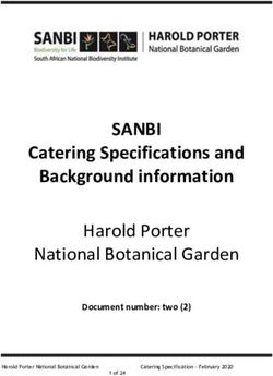 SANBI Catering Specifications and Background information - Harold Porter National Botanical Garden