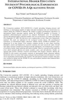 OF COVID-19: A QUALITATIVE STUDY - INTERNATIONAL HIGHER EDUCATION STUDENTS' PSYCHOLOGICAL EXPERIENCES
