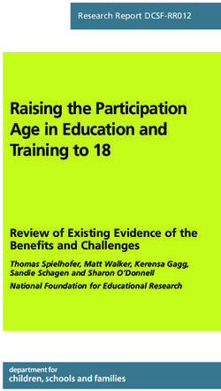 Raising the Participation Age in Education and Training to 18