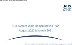 Our System-Wide Remobilisation Plan August 2020 to March 2021 - Working together to protect the health and wellbeing of our patients and staff
