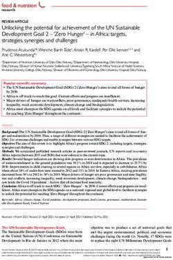 Unlocking the potential for achievement of the UN Sustainable Development Goal 2 - 'Zero Hunger' - in Africa: targets, strategies, synergies and ...