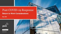 POST COVID-19 RESPONSE - RETURN TO WORK CONSIDERATIONS MAY 2020 - PWC