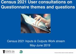 Census 2021 User consultations on Questionnaire themes and questions - Census 2021 Inputs & Outputs Work stream May-June 2019