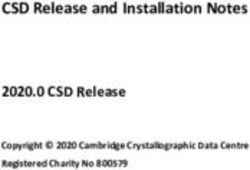 CSD Release and Installation Notes - 2020.0 CSD Release Copyright 2020 Cambridge Crystallographic Data Centre Registered Charity No 800579