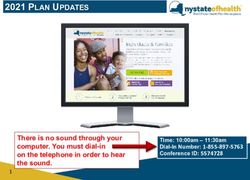 2021 PLAN UPDATES - There is no sound through your computer. You must dial-in on the telephone in order to hear the sound - NY.gov