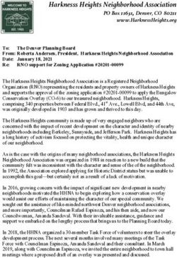 Harknesss Heights Neighborhood Association - City and County of Denver