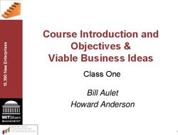 Course Introduction and Objectives & Viable Business Ideas - Class One Bill Aulet
