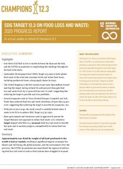 SDG TARGET 12.3 ON FOOD LOSS AND WASTE: 2020 PROGRESS REPORT