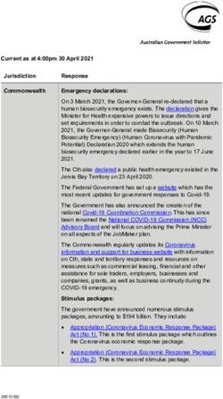 Current as at 4:00pm 30 April 2021 Jurisdiction