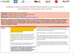 SUMMARY OF COVID-19 BORDER CONTROL ARRANGEMENTS IN AUSTRALIAN STATES AND TERRITORIES FOR RED MEAT AND LIVESTOCK