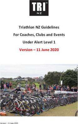 Triathlon NZ Guidelines For Coaches, Clubs and Events Under Alert Level 1 Version - 11 June 2020