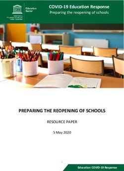 PREPARING THE REOPENING OF SCHOOLS - COVID-19 Education Response Preparing the reopening of schools
