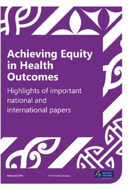 Achieving Equity in Health Outcomes - Highlights of important national and international papers - Ministry of Health