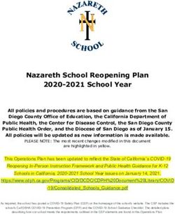 Nazareth School Reopening Plan 2020-2021 School Year