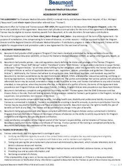 Graduate Medical Education - AGREEMENT OF APPOINTMENT