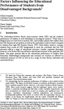 Factors Influencing the Educational Performance of Students from Disadvantaged Backgrounds1