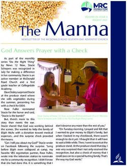 THE MANNAVOLUME 34, ISSUE 8 - MCDONALD ROAD SEVENTH-DAY ADVENTIST CHURCH