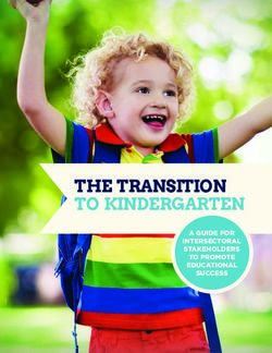 THE TRANSITION TO KINDERGARTEN - A GUIDE FOR INTERSECTORAL STAKEHOLDERS TO PROMOTE EDUCATIONAL SUCCESS - Projet PRÉE