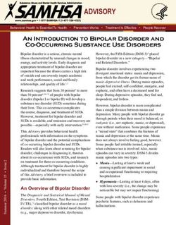 ADVISORY An Introduction to Bipolar Disorder and Co-Occurring Substance Use Disorders