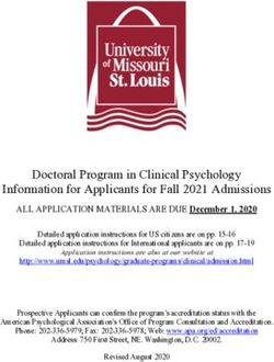 Doctoral Program in Clinical Psychology Information for Applicants for Fall 2021 Admissions