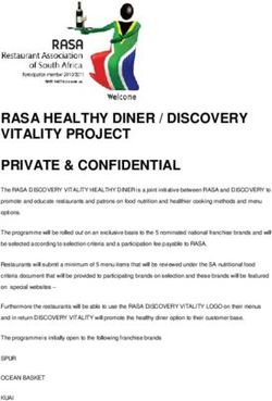 RASA HEALTHY DINER / DISCOVERY VITALITY PROJECT PRIVATE & CONFIDENTIAL