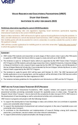 VOLVO RESEARCH AND EDUCATIONAL FOUNDATIONS (VREF) STUDY VISIT GRANTS