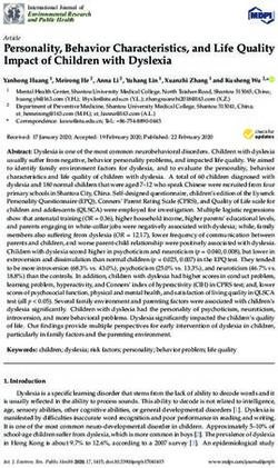 Personality, Behavior Characteristics, and Life Quality Impact of Children with Dyslexia - MDPI