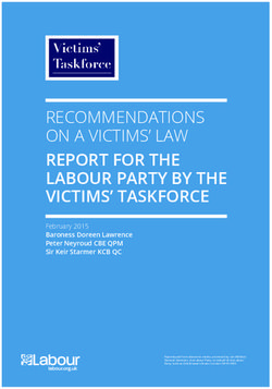 RECOMMENDATIONS ON A VICTIMS' LAW REPORT FOR THE LABOUR PARTY BY THE VICTIMS' TASKFORCE