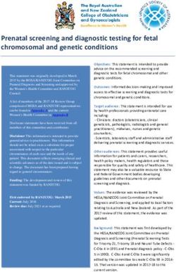 Prenatal screening and diagnostic testing for fetal chromosomal and genetic conditions - RANZCOG