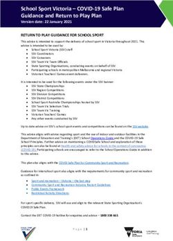 School Sport Victoria - COVID-19 Safe Plan Guidance and Return to Play Plan
