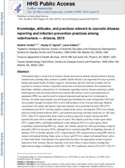 HHS Public Access Author manuscript Prev Vet Med. Author manuscript; available in PMC 2020 August 01 - CDC stacks