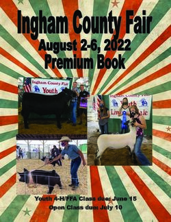 Youth 4-H/FFA Class due: June 15 Open Class due: July 10 - Ingham County Fair