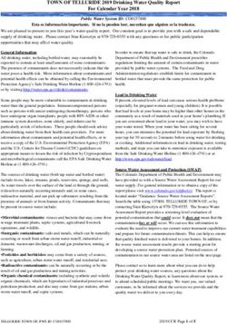 TOWN OF TELLURIDE 2019 Drinking Water Quality Report For Calendar Year 2018