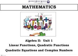 MATHEMATICS - Algebra II: Unit 1 Linear Functions, Quadratic Functions Quadratic Equations and Complex Numbers