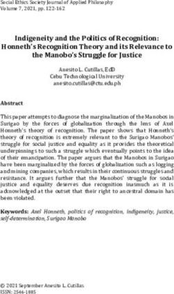 Indigeneity and the Politics of Recognition: Honneth's Recognition Theory and its Relevance to the Manobo's Struggle for Justice - SOCIAL ETHICS ...