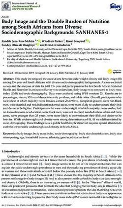 Body Image and the Double Burden of Nutrition among South Africans from Diverse Sociodemographic Backgrounds: SANHANES-1 - MDPI