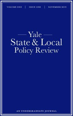 State & Local Policy Review - Yale - an undergraduate journal - Yale State and Local Policy Review