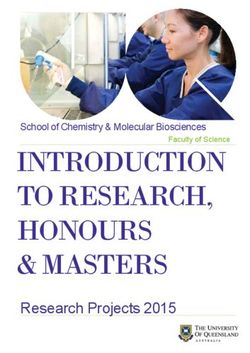 INTRODUCTION TO RESEARCH, HONOURS & MASTERS - Research Projects 2015 - School of Chemistry & Molecular Biosciences