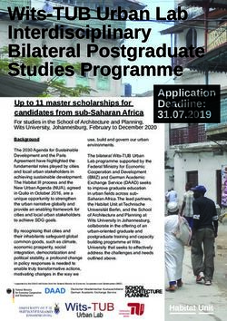 Wits-TUB Urban Lab Interdisciplinary Bilateral Postgraduate Studies Programme - Wits University